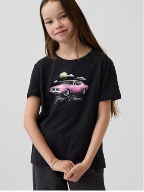 GAP 'going places' black t shirt 100% cotton/NWT/XXL kids